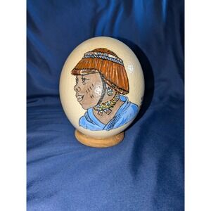 Vintage One Of A Kind Hand Painted North African Ostrich Egg